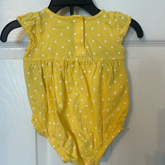 Old Navy Yellow and White Polka Dot Baby Romper - Picture 2 of 3